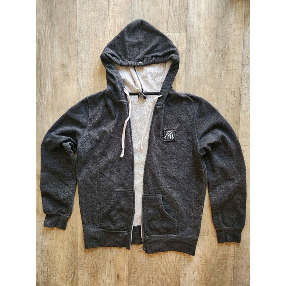 UPPER PLAYGROUND Hoodie Sweatshirt Unisex Medium Heather Black Full Zip - Picture 1 of 7
